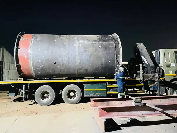 Fabricated steel drum on a truck for delivery