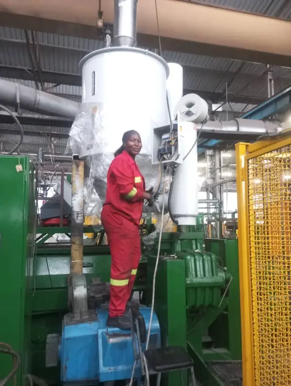 Hopper installation in a factory