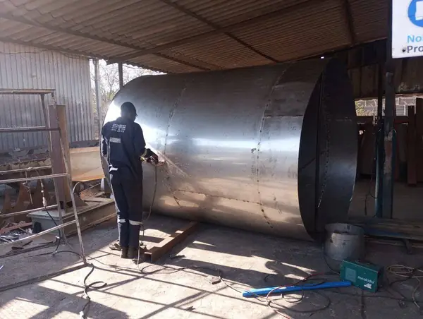 Large steel tank shell fabrication